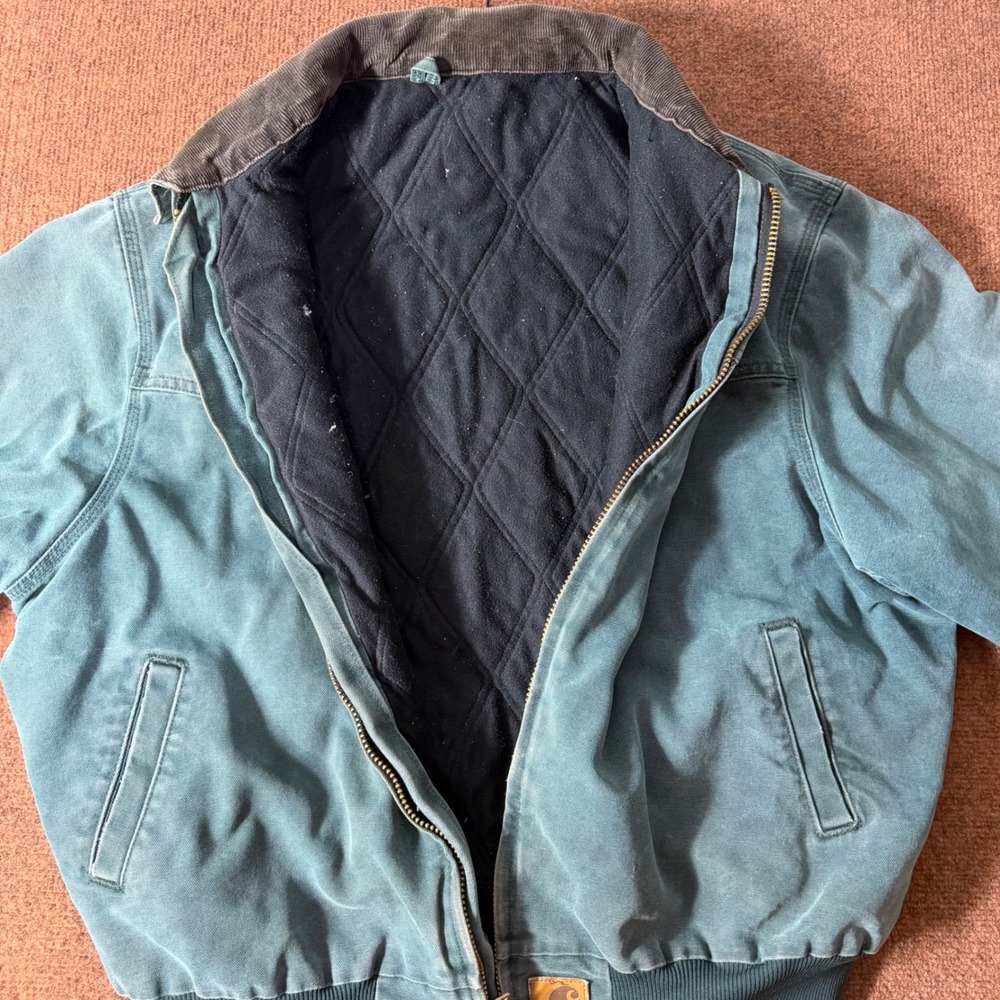 B+ Vintage Carhartt Santa Fe Jacket J14 Teal Green Duck Canvas Western Yoke XL - Picture 8 of 8